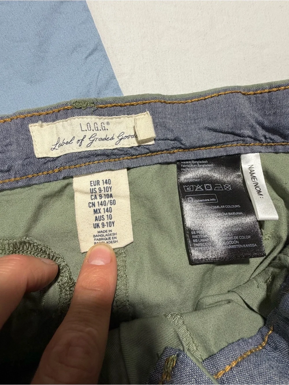 Light Blue & Olive Green Slim Chino Pants - Pair